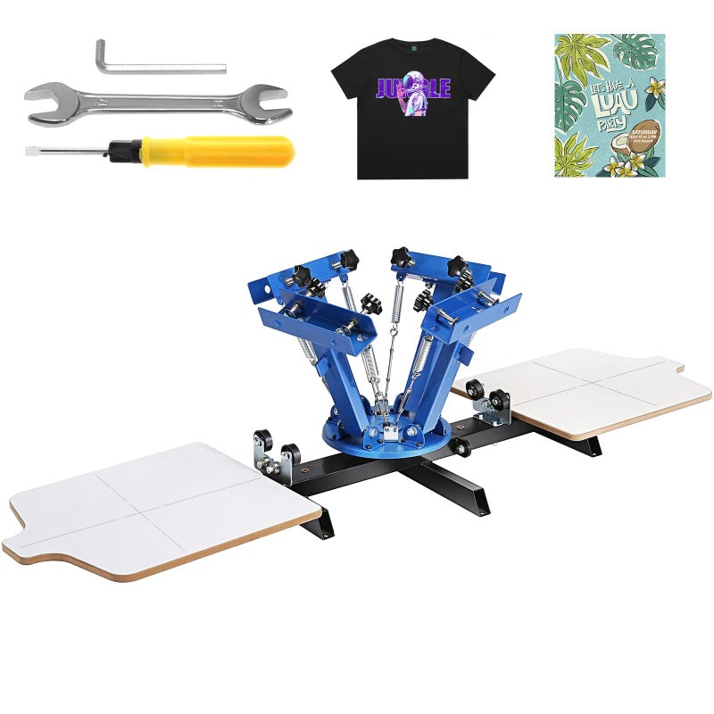 VEVOR VEVOR Screen Printer 4 Color 2 Station Silk Screen Printing Kit 55x45cm TShirt Screen Printing Machine Screenprint Press 4 Color 2 Station 