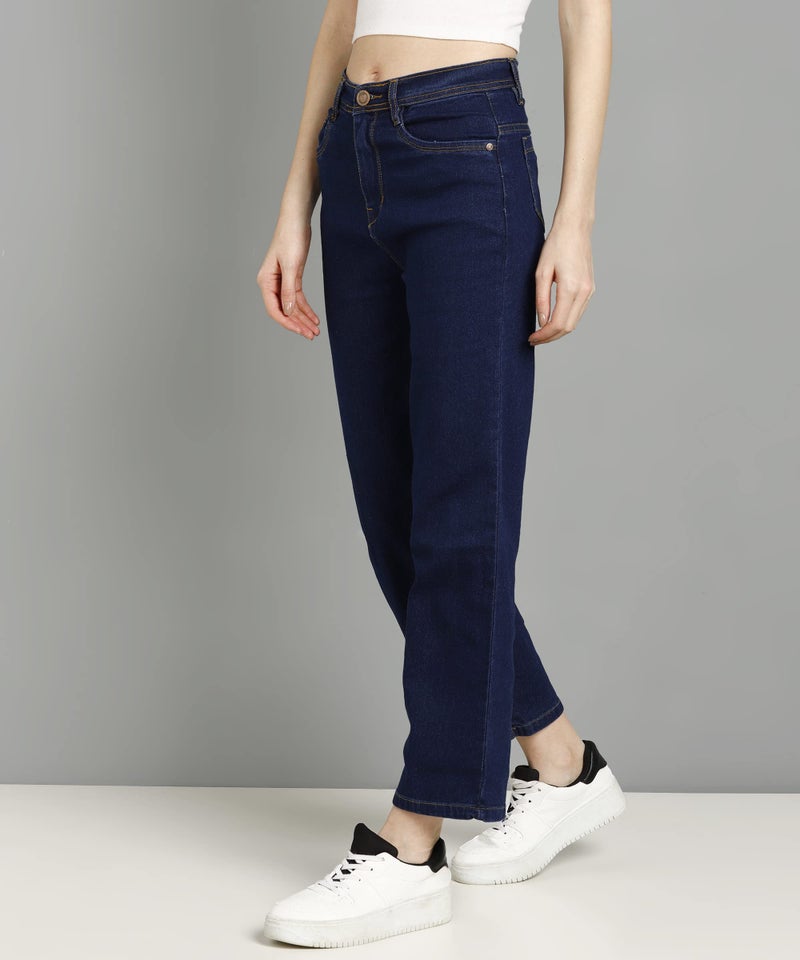 Nifty Women High Rise Denim Straight Fit friend Jeans (Jean_1438_BSC_30_Basic_Blue_30) - Image 3