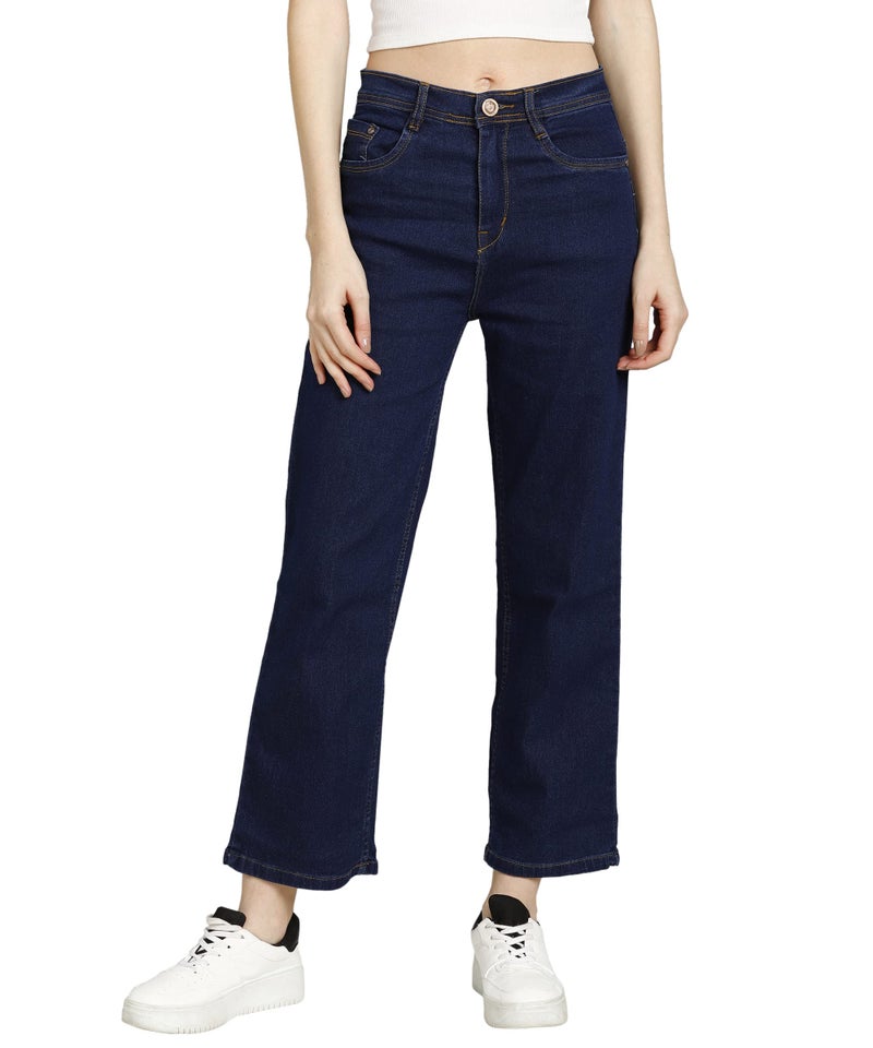 Nifty Women High Rise Denim Straight Fit friend Jeans (Jean_1438_BSC_30_Basic_Blue_30) - Image 1