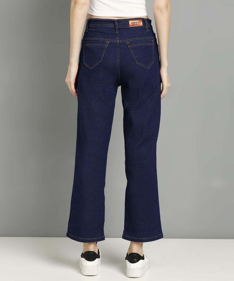 Nifty Women High Rise Denim Straight Fit friend Jeans (Jean_1438_BSC_30_Basic_Blue_30) - Image 2