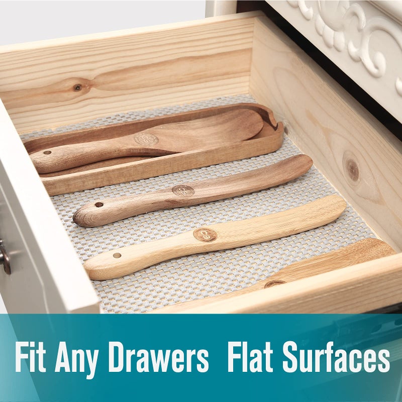 Iwtmm Shelf Drawer Liner Non-Adhesive Non Slip Durable Strong Long Size 12 in X 20ft for Drawers, Shelves, Cabinets, Storage, Kitchen and Desks, Beige - Image 2