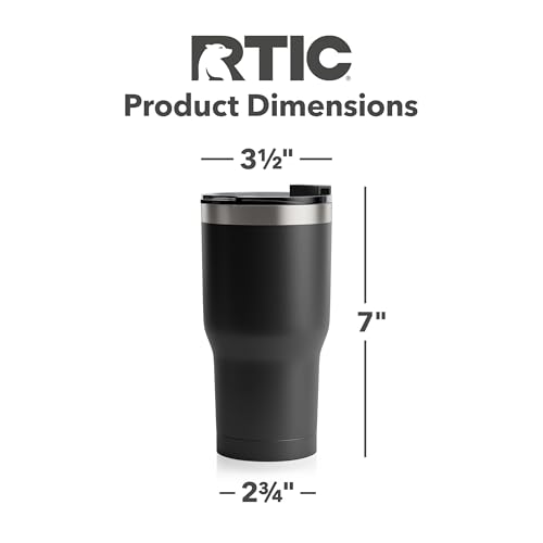 RTIC 20 oz Insulated Tumbler Stainless Steel Coffee Travel Mug with Lid, Spill Proof, Hot Beverage and Cold, Portable Thermal Cup for Car, Camping, Black - Image 4