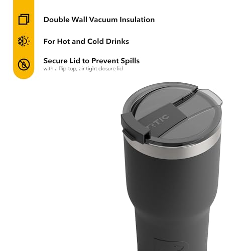 RTIC 20 oz Insulated Tumbler Stainless Steel Coffee Travel Mug with Lid, Spill Proof, Hot Beverage and Cold, Portable Thermal Cup for Car, Camping, Black - Image 2