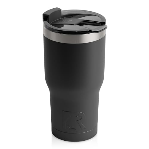RTIC 20 oz Insulated Tumbler Stainless Steel Coffee Travel Mug with Lid, Spill Proof, Hot Beverage and Cold, Portable Thermal Cup for Car, Camping, Black - Image 1