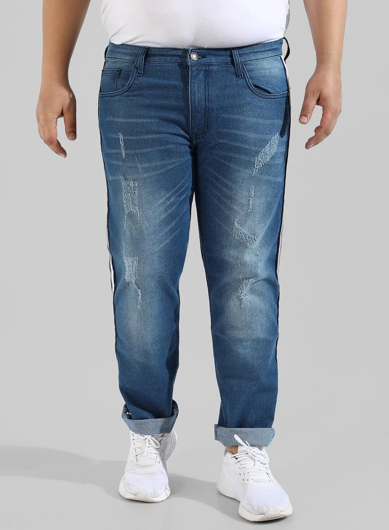 انستافاب بلس بنطال جينز رجالي كلاسيكي باللون الأزرق متوسط الغسل من قماش الدنيم