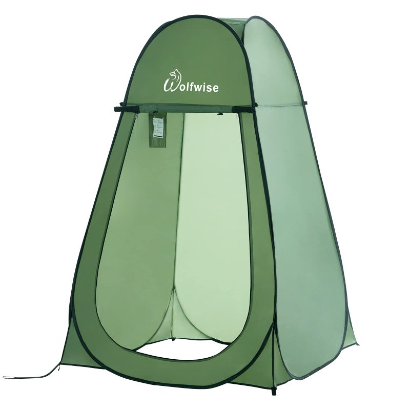 WolfWise Portable Pop Up Privacy Shower Tent Spacious Changing Room for Camping Hiking Beach Toilet Shower Bathroom Green - Image 1