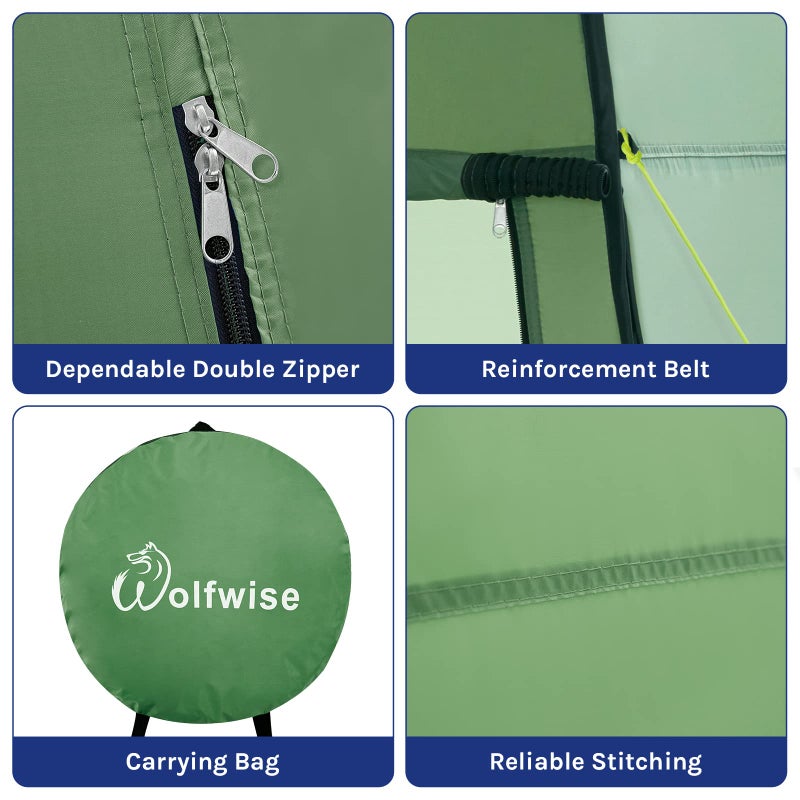 WolfWise Portable Pop Up Privacy Shower Tent Spacious Changing Room for Camping Hiking Beach Toilet Shower Bathroom Green - Image 5
