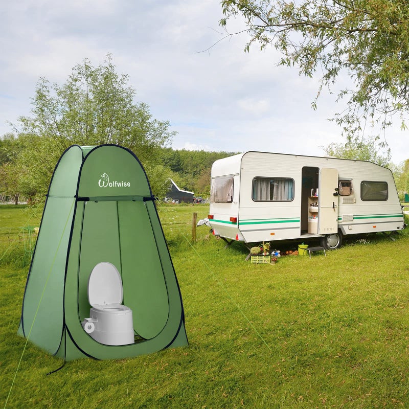 WolfWise Portable Pop Up Privacy Shower Tent Spacious Changing Room for Camping Hiking Beach Toilet Shower Bathroom Green - Image 4