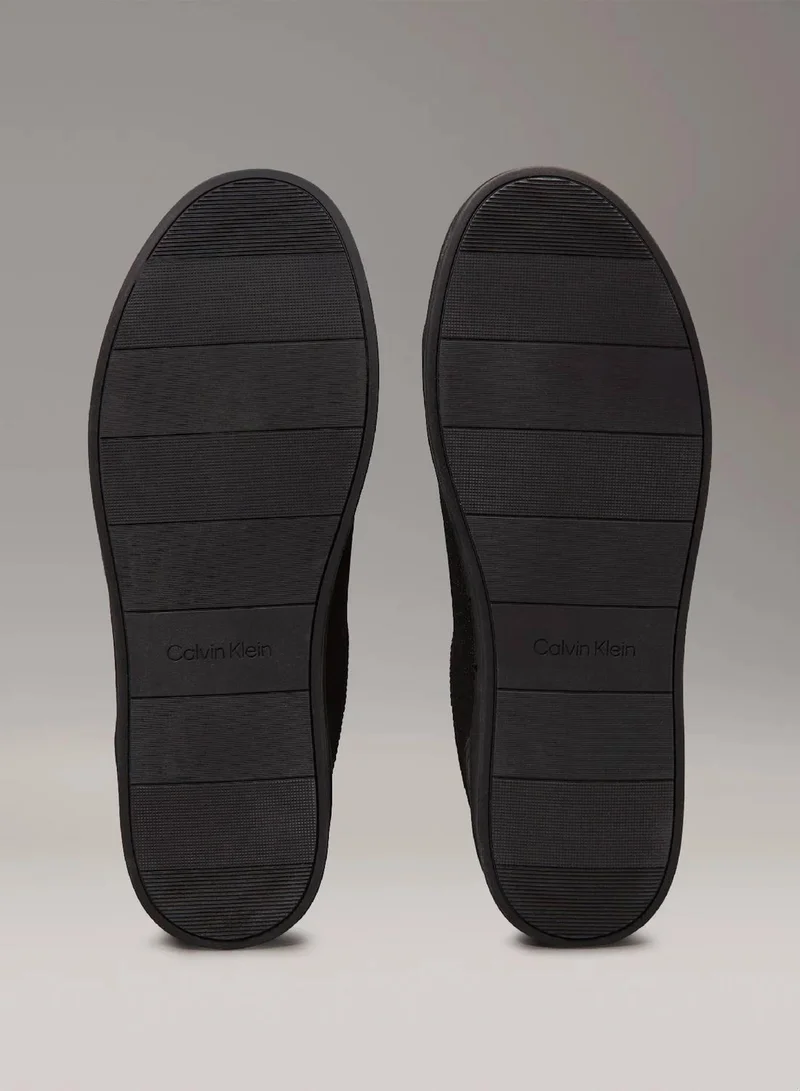 Calvin Klein Black Mono Jacquard Leather Logo Trainers for Men | Best Price UAE