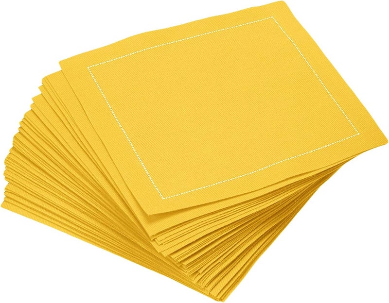 FIVE STAR NAPKINS Five Star Cocktail Napkins, 50 Luxury Cotton Disposable Cocktail Party Napkins, 4.5" x 4.5" for Home Bars, Game Nights, Beverages, Birthdays, Weddings & Holidays, Citron - Image 1