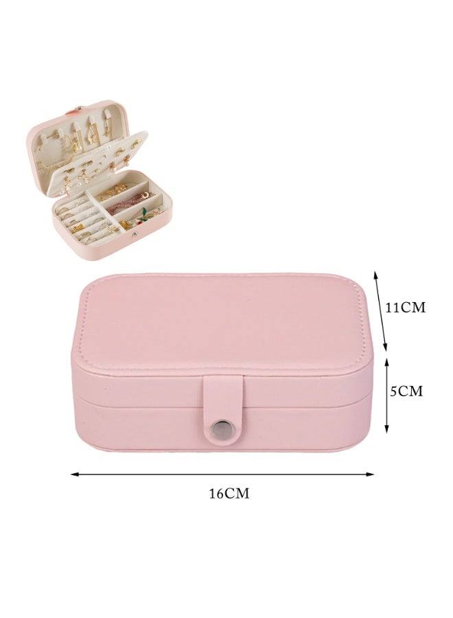 Large capacity jewelry box storage box Anti-oxidation necklace earrings ring storage PU leather jewelry storage box(Pink)  - Image 4