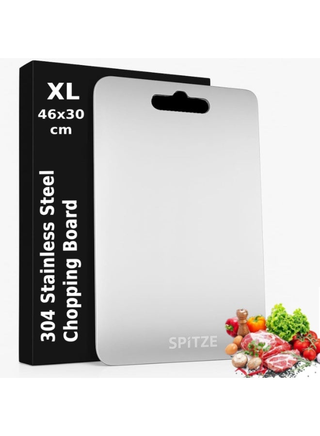 SPiTZE Chopping Board for Kitchen | 304 Stainless Steel Cutting Boards for Vegetables, Meat, Fruits and Dough Making | Heavy Duty Steel Chopping Board (XL 46x30 cm) - Image 1