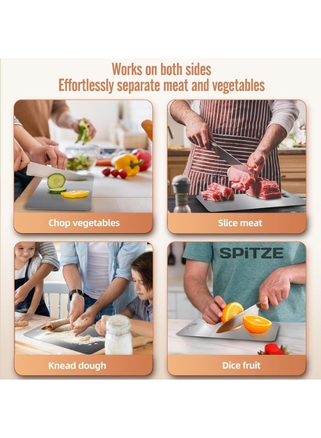 SPiTZE Chopping Board for Kitchen | 304 Stainless Steel Cutting Boards for Vegetables, Meat, Fruits and Dough Making | Heavy Duty Steel Chopping Board (XL 46x30 cm) - Image 4