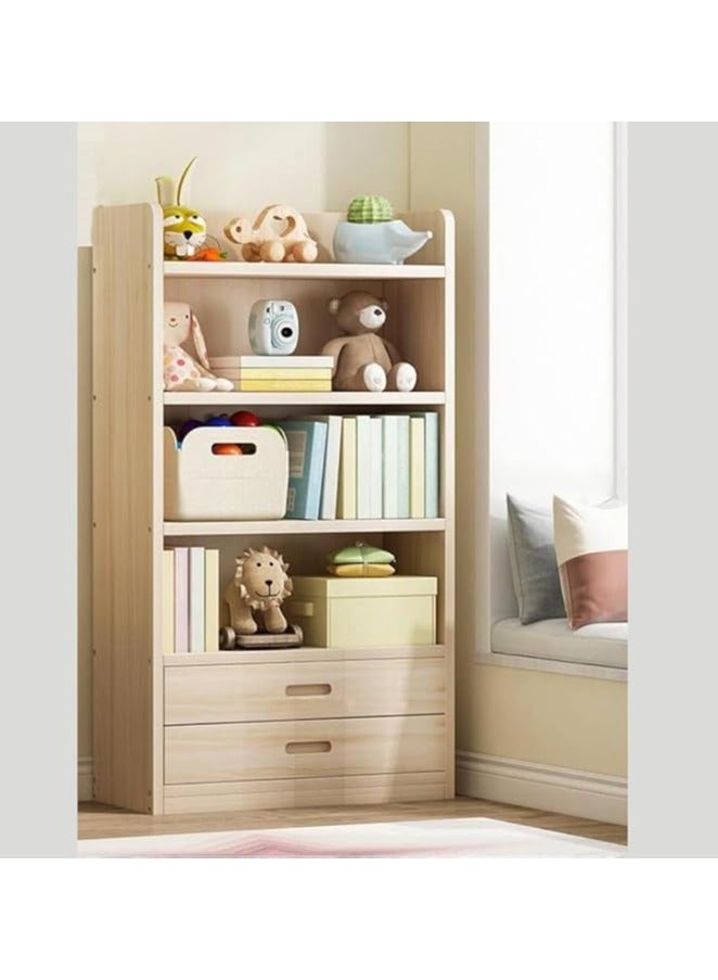 LINGWEI Bamboo Bookshelf with Storage Drawers 4 Tier Shelving Unit for Home office Living room Bedroom 140cm x 70cm x 29cm  - Image 2