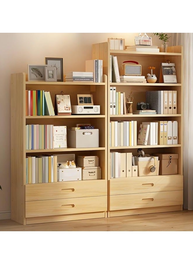 LINGWEI Bamboo Bookshelf with Storage Drawers 4 Tier Shelving Unit for Home office Living room Bedroom 140cm x 70cm x 29cm  - Image 3