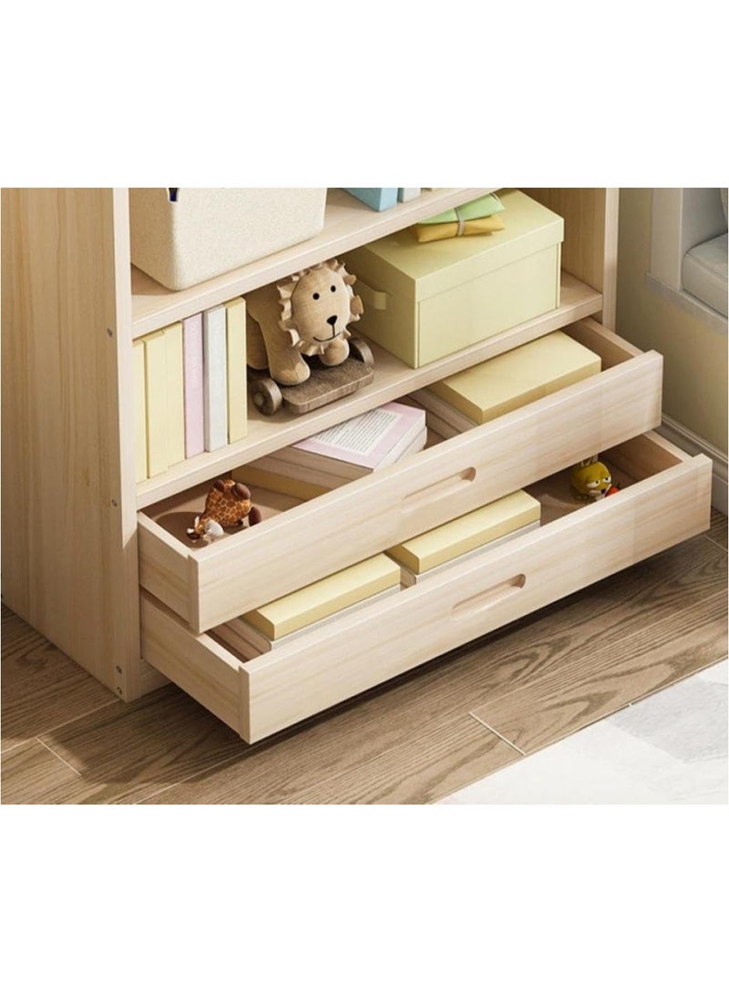 LINGWEI Bamboo Bookshelf with Storage Drawers 4 Tier Shelving Unit for Home office Living room Bedroom 140cm x 70cm x 29cm  - Image 5