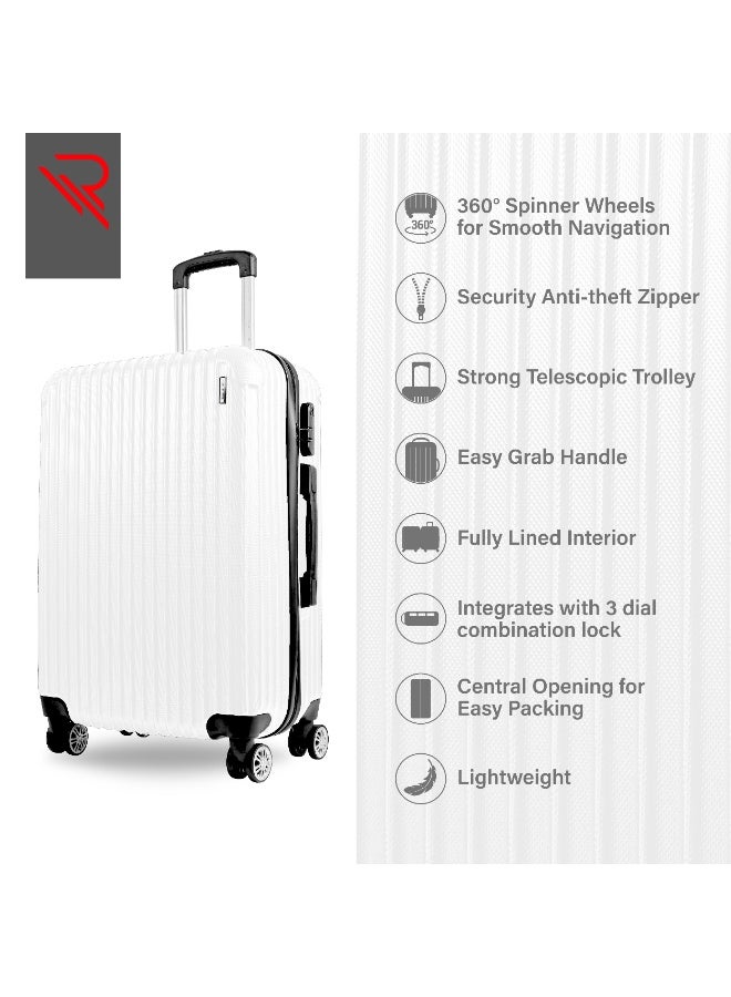 Reflection ABS Carry On Suitcase Airline Approved, Lightweight 24 Inch  Luggage- 360° Silent Wheels, ABS Hard Luggage Trolley, Spinner Wheels, Travel Luggage  (24-Inch , White) - Image 4