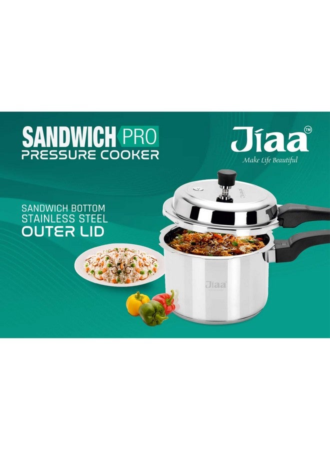 JIAA make life beautiful JIAA SANDWICHPRO Stainless Steel Pressure Cooker 1.5L - Induction & Gas Compatible - Outer Lid with Deep Design to Prevent Spills - Ideal for 1-2 People - ISI Certified - 5-Year Warranty - Silver - Image 4
