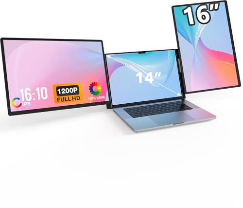 FLYTOCCA 16" Laptop Screen Extender, Updated 1200P FHD Portable Monitor with 16:10 Aspect Ratio Screen, Rotation Detachable Screen, Laptop Monitor Extender Compatible with Windows, Mac, Chrome - Image 1