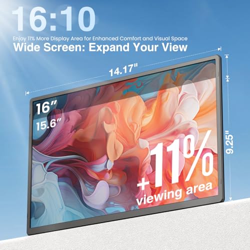 FLYTOCCA 16" Laptop Screen Extender, Updated 1200P FHD Portable Monitor with 16:10 Aspect Ratio Screen, Rotation Detachable Screen, Laptop Monitor Extender Compatible with Windows, Mac, Chrome - Image 2