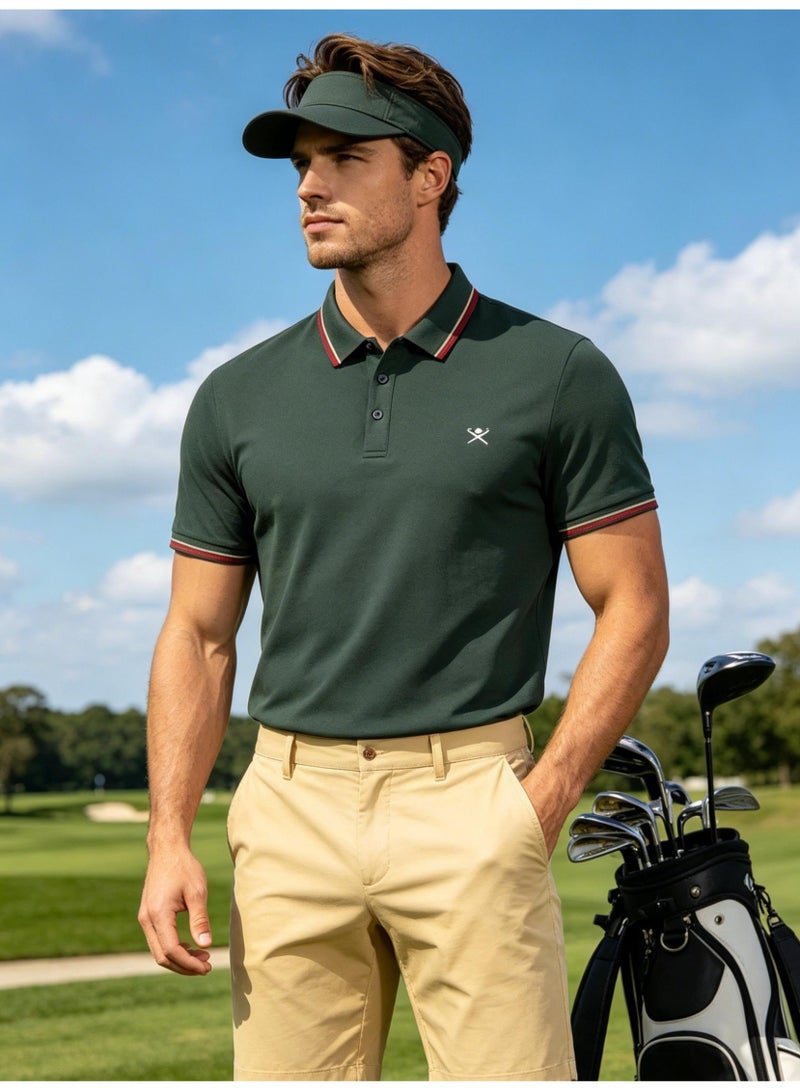 Hackett London Unisex striped collar golf Polo shirt breathable quick-drying simple LOGO printed short-sleeved sports casual shirt. - Image 4