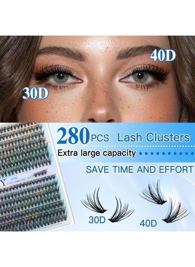 GlamKit 280 Clusters New DIY Segment False Eyelashes, 30D 40D Large Capacity D-Curve Messy Dense Curled Imitation Eyelashes, The Perfect Choice for Stunning Eyes - Image 3