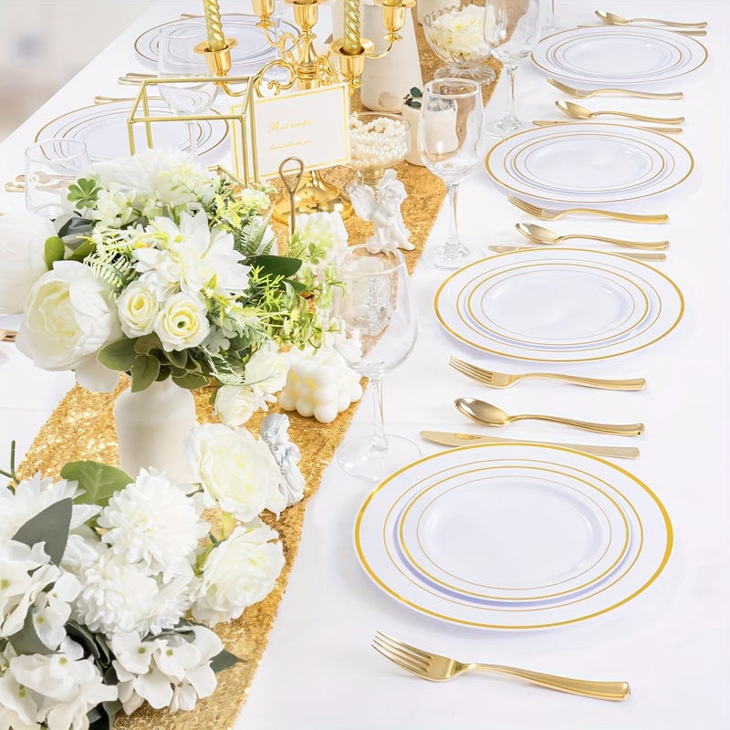 10 30 Pcs Golden Plastic Silverware Set Disposable Knife Fork Spoon Tableware For Party Birthday Wedding Picnic - Image 4
