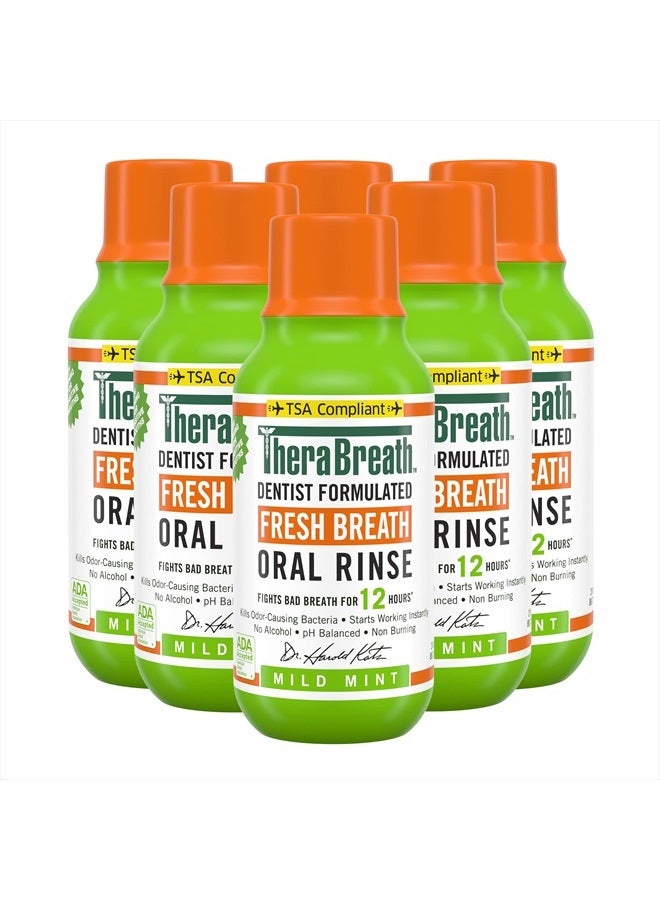 Therabreath غسول فموي مُركب من قبل طبيب الأسنان بنكهة النعناع الخفيف، 3 أونصة سائلة (عبوة من 6) - Image 1