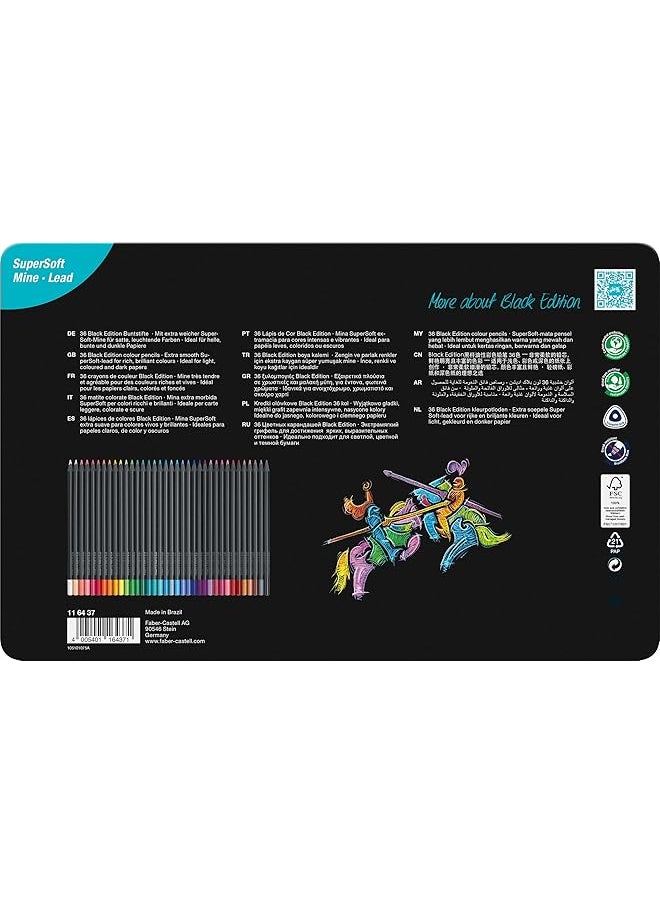 FABER-CASTELL - Coloring Pencils Black Edition Tin Of 36 Tin Of 12 - Image 1