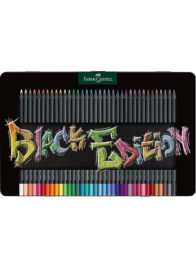 FABER-CASTELL - Coloring Pencils Black Edition Tin Of 36 Tin Of 12 - Image 1