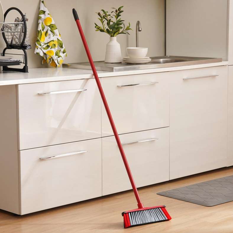 Pan Home Vileda 3 Action Broom With Handle 30x12x130cm -Red