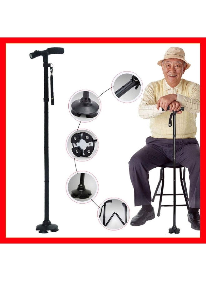 Magic Cane - Smart Easy Walking Stick Adjustable - Lightweight Aluminum Folding Walking Cane, ULTIMATE MAGIC CANE Adjustable Folding & Extendable Walking Stick + LED Lights - Image 3