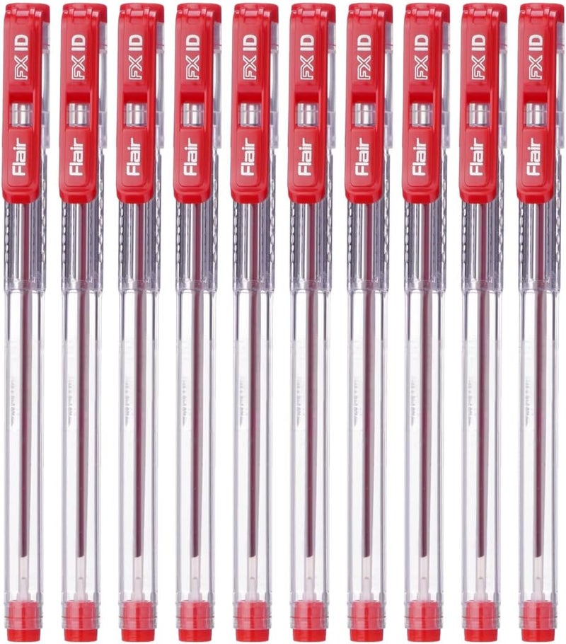 Flair Fx Id 0.7Mm Ball Point Pens 10-Piece Set, Red