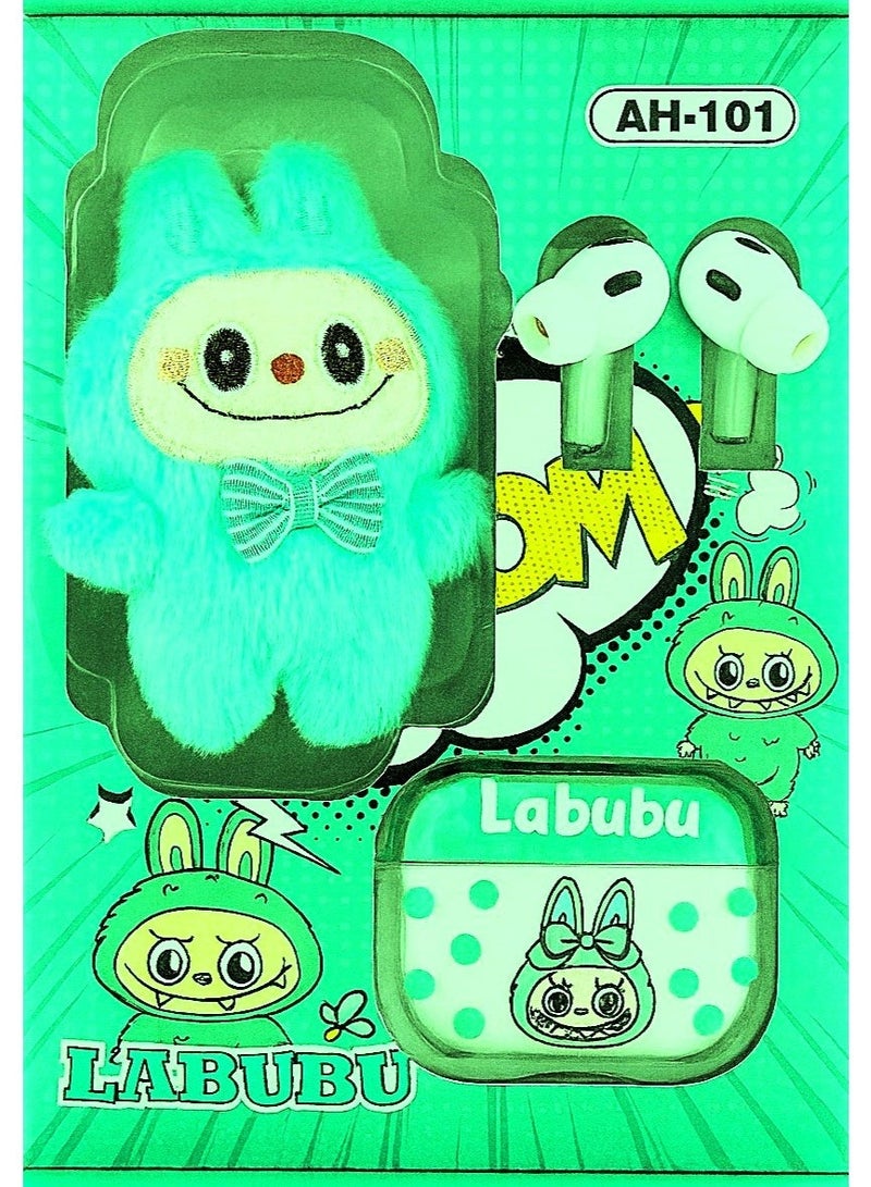 لابوبو سماعات أذن بلوتوث لاسلكية كرتونية جديدة من لابوبو مع حقيبة وسلسلة مفاتيح - Image 2