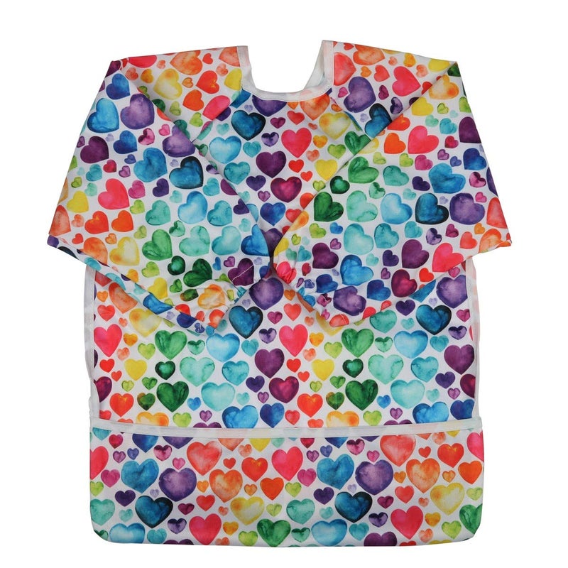 Sigzagor Baby Bib Sleeved Shirt With Pocket 1-3 Years Old Toddler (Multicolor Hearts) - Image 1