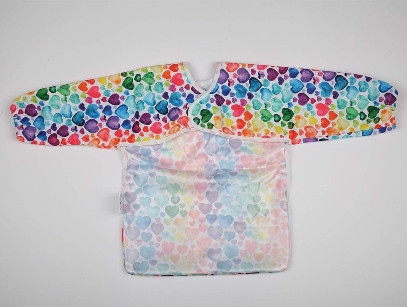 Sigzagor Baby Bib Sleeved Shirt With Pocket 1-3 Years Old Toddler (Multicolor Hearts) - Image 3