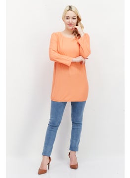 Zero Women Round Neck Long Sleeve Textured Top, Dark Peach  - Image 2