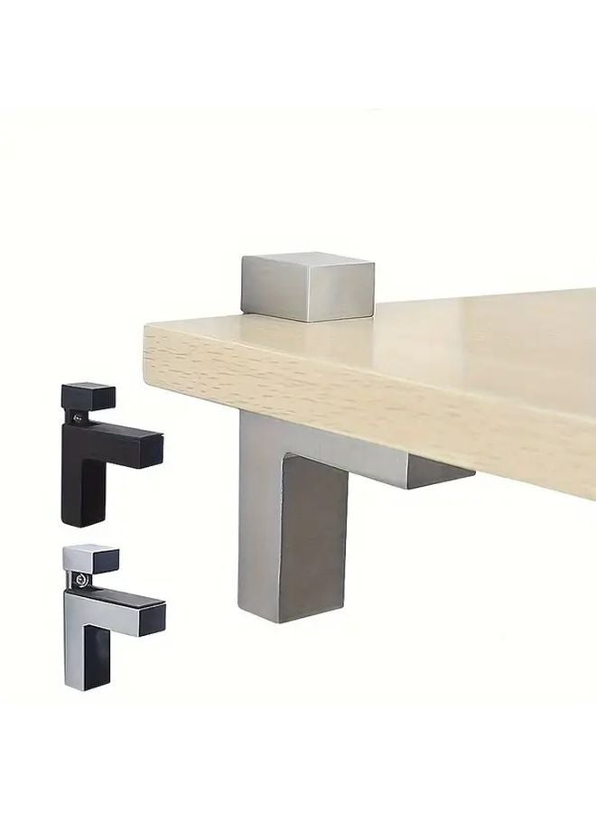 Large Brushed Zinc Alloy F Shaped Glass Shelf Brackets Adjustable Multi Functional Pair - Image 2