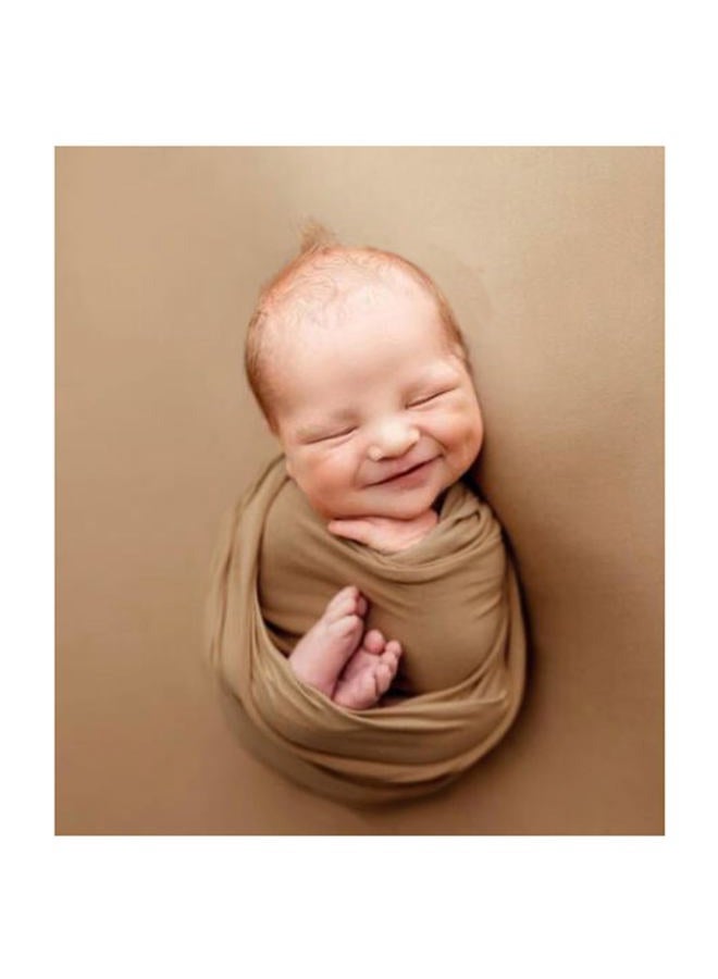 3Pcs Newborn Photography Props Baby Photoshoots Photo Posing Wraps Backdrops with Headband Stretch (Wrap + Backdrop + Headband, Light Coffee)  - Image 1