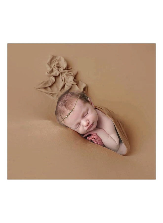 3Pcs Newborn Photography Props Baby Photoshoots Photo Posing Wraps Backdrops with Headband Stretch (Wrap + Backdrop + Headband, Light Coffee)  - Image 2