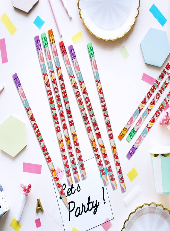 Kolewo4ever 200Pcs Happy Birthday Pencils - Bright Wooden Pencils with Top Erasers for Kids & Adults - Party Favors & School Supplies - Image 5
