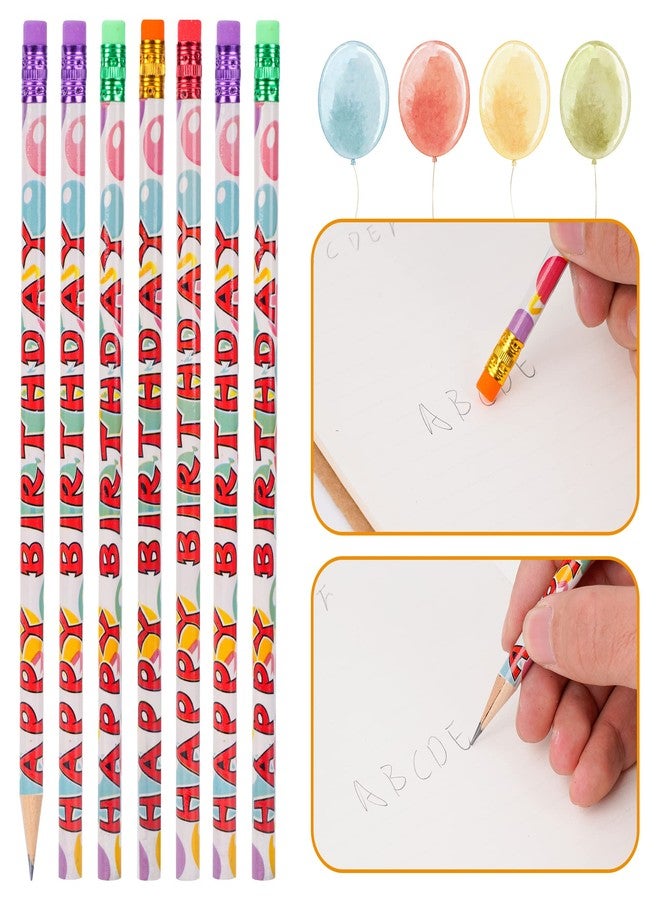 Kolewo4ever 200Pcs Happy Birthday Pencils - Bright Wooden Pencils with Top Erasers for Kids & Adults - Party Favors & School Supplies - Image 4