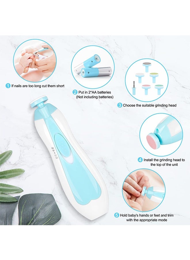 Generic - Electric Nail File Trimmer manicure Kit, Vibration Motor With Different Grinding And Polishing Heads For Newborn- 7 Pieces - Image 1