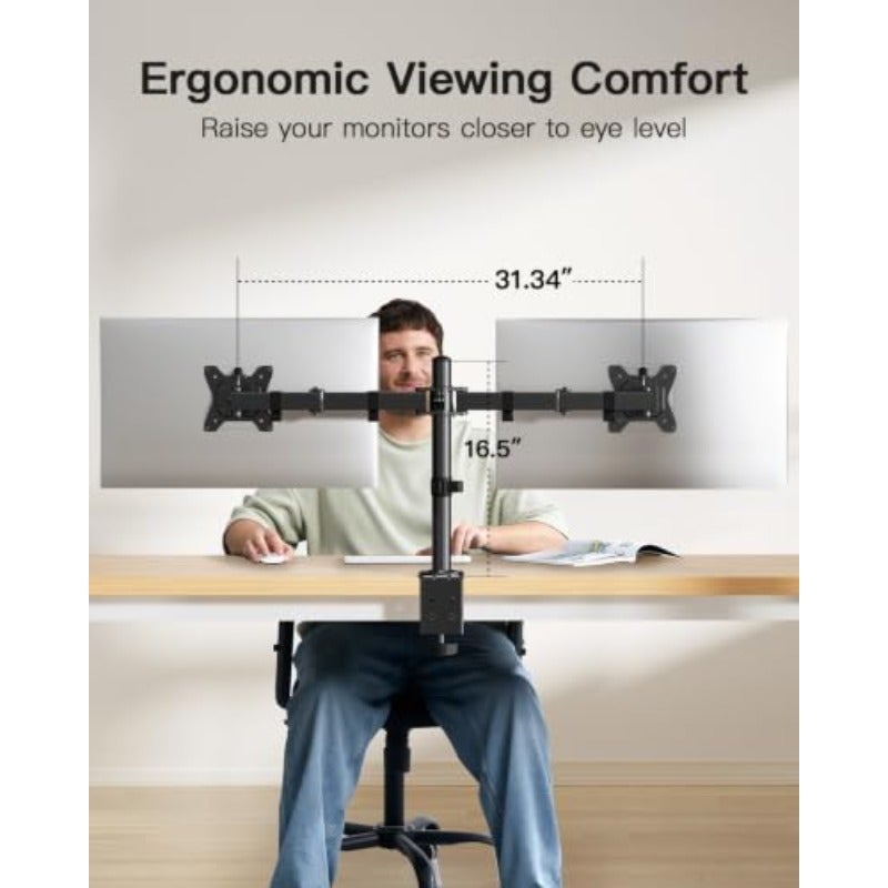 Dual Monitor Mount for 2 Monitors up to 32 inches Heavy Duty Dual Monitor Stand Holds up to 22 lbs Dual Monitor Arm with Height Adjustable Tilt Swive Rotate VESA Hole 75mm or 100mm - Image 5