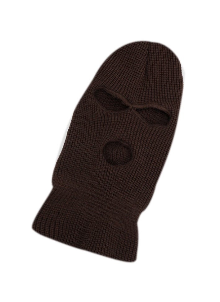 Loquat - 3-Hole Knitted Full Face Mask Deep Brown - Image 1