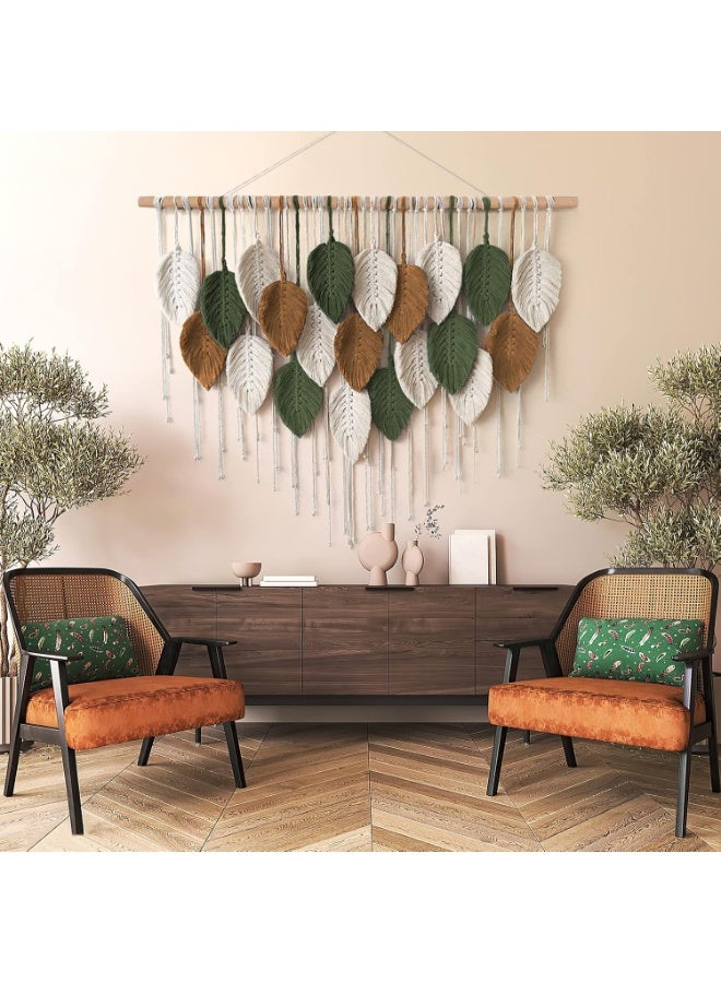 JOGAMS Large Wall Hanging Tapestry Boho Macrame Woven Handmade Tassel Leaf Tapestry Bohemian Wall Art Decor for Bedroom Living Room Gallery Background - Image 4