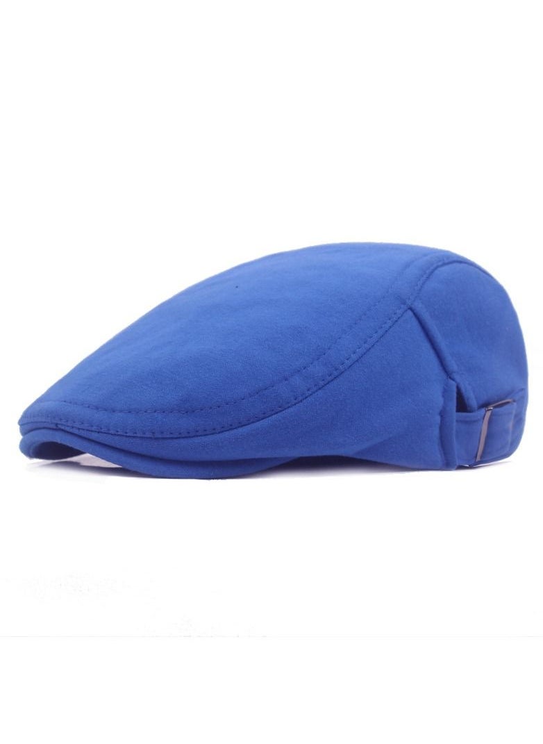 Loquat Woolen Cap Beret Literary Retro Adjustment Button Blue 