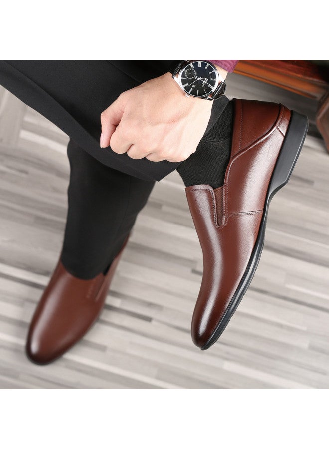 Old Man'S Head Men's Shoes - Business Casual Leather Loafers For Spring & Autumn, Breathable Soft Leather Slip-ons For Men, Comfortable Lazy Shoes - Image 3