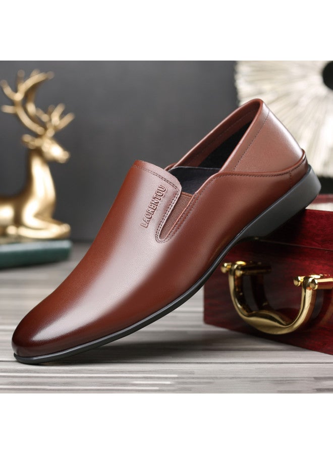 Old Man'S Head Men's Shoes - Business Casual Leather Loafers For Spring & Autumn, Breathable Soft Leather Slip-ons For Men, Comfortable Lazy Shoes - Image 2