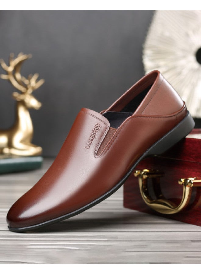 Old Man'S Head Men's Shoes - Business Casual Leather Loafers For Spring & Autumn, Breathable Soft Leather Slip-ons For Men, Comfortable Lazy Shoes - Image 1
